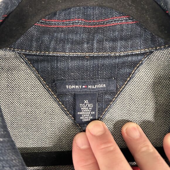 Tommy Hilfiger Jean Jacket Women's XL Dark Wash Denim Button Up Pockets Cotton - Picture 4 of 11